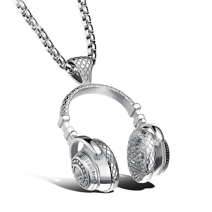 New Arrivals Stainless Steel Headset Design Headphones Charm Earphone Pendant Necklace