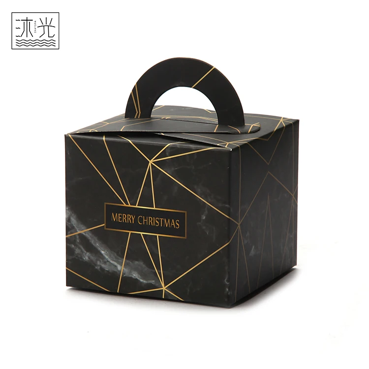 
Wholesale Laminated Paper Folding Christmas Gift Packaging Cake Box With Handle 