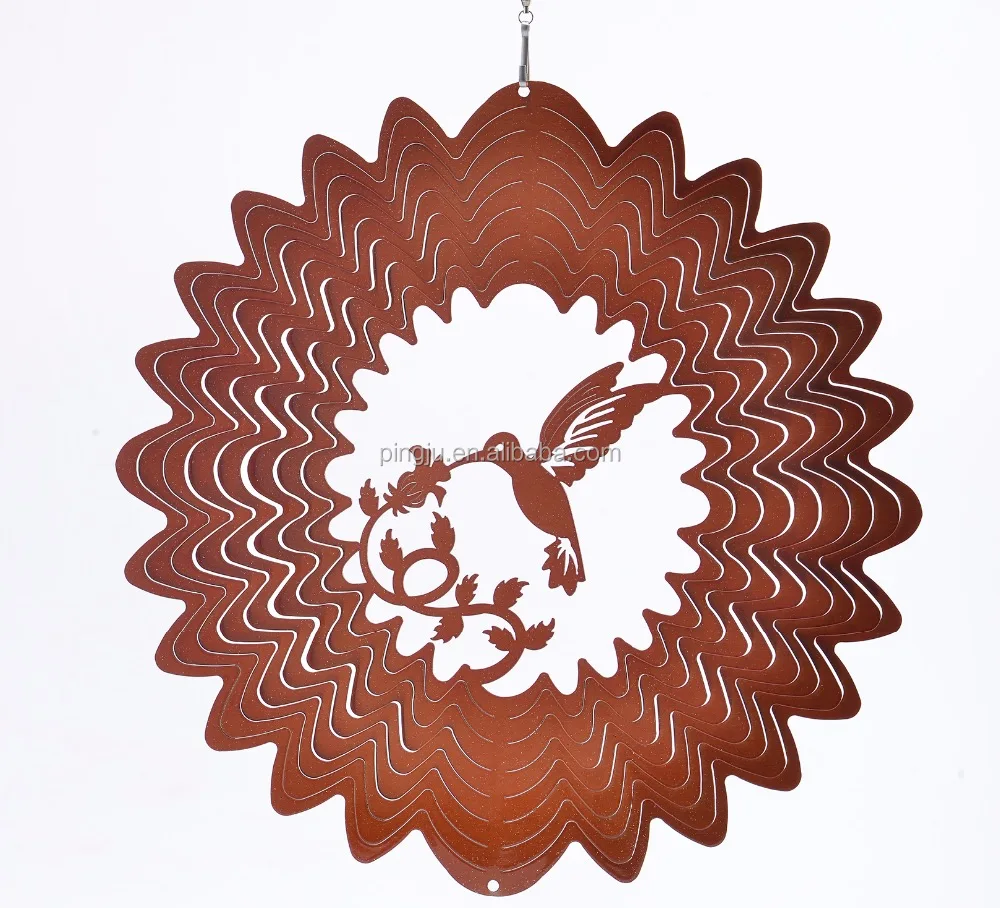 classical Stainless steel wind spinner- Hummingbird 3d laser cut