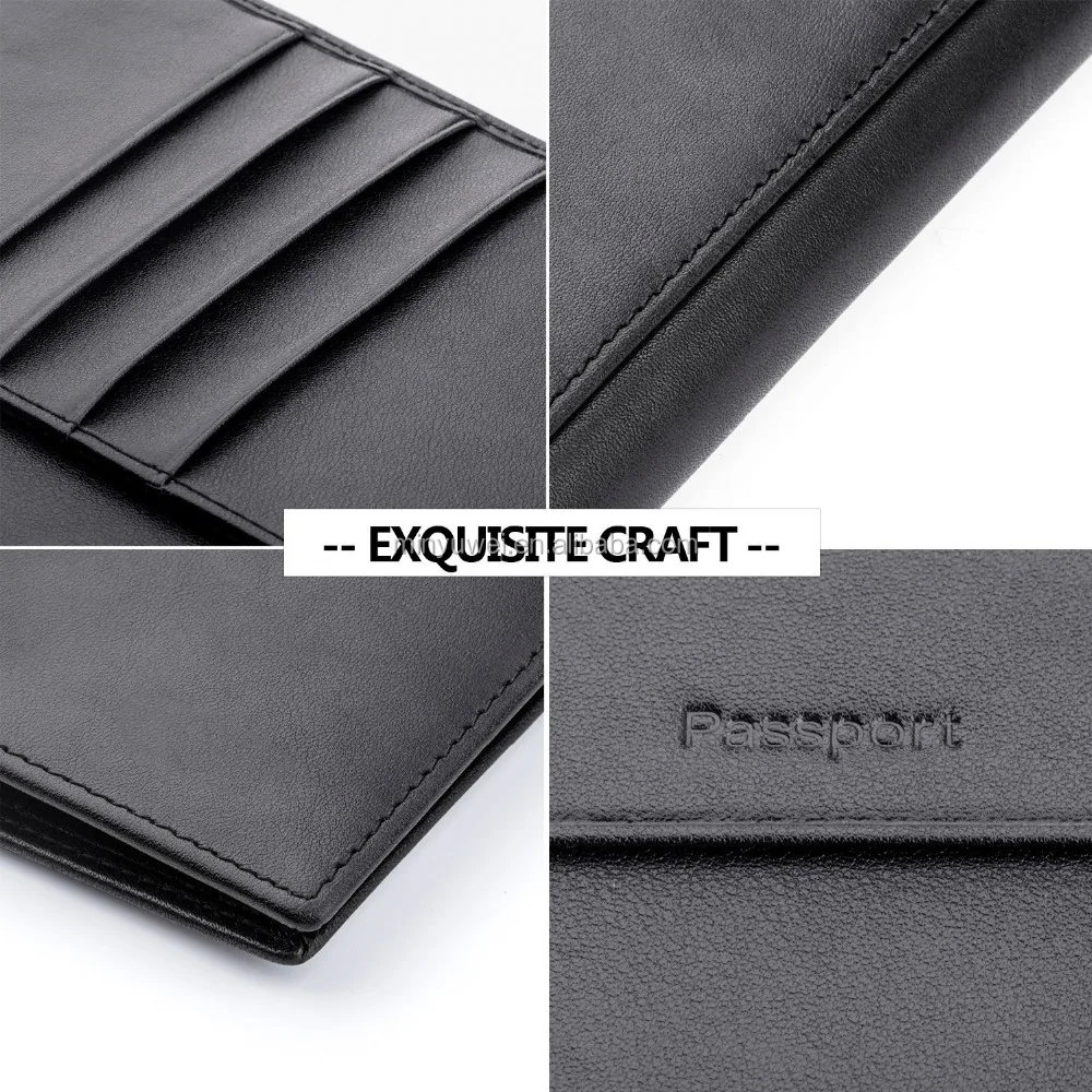 security Leather Travel Wallet & Passport Holder - RFID Blocking Case Cover
