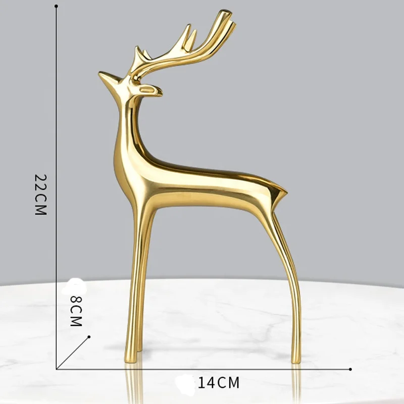 Abstract elk statue Office sitting room Wine cabinet Study Ornament brass/bronze elk statue