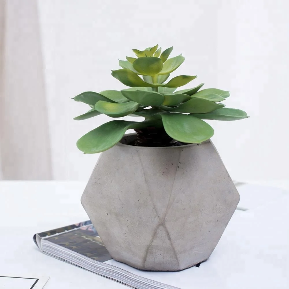 Wholesale succulent factory direct artificial succulent in bare cement flowerpot for decoration
