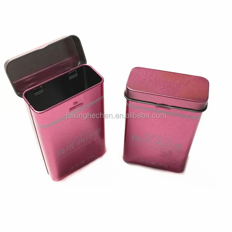 Rectangle small mini tin box with hinged lid