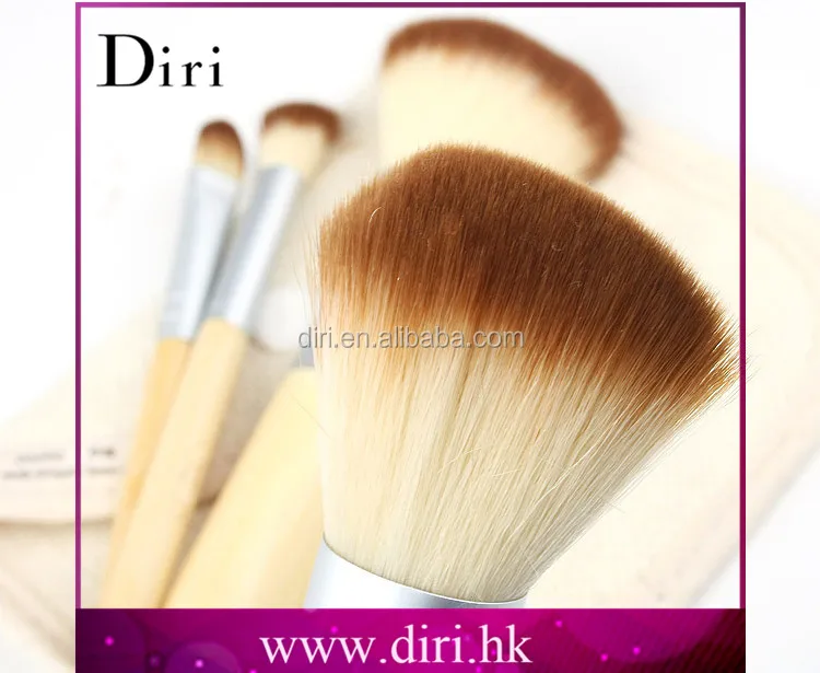 Diri 5pcs Small Travel Makeup Brush Kit Synthetic Natual Wood Bamboo Eco Friendly Make Up Brush