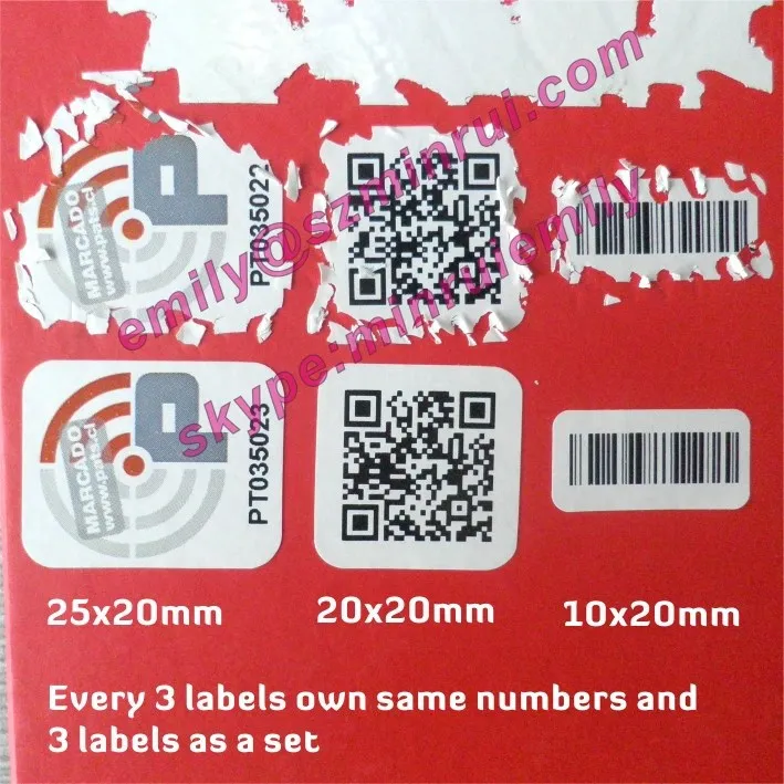 QR code security sticker printing manufacturer, anti-theft destructible barcode and QR code asset labels in rolls