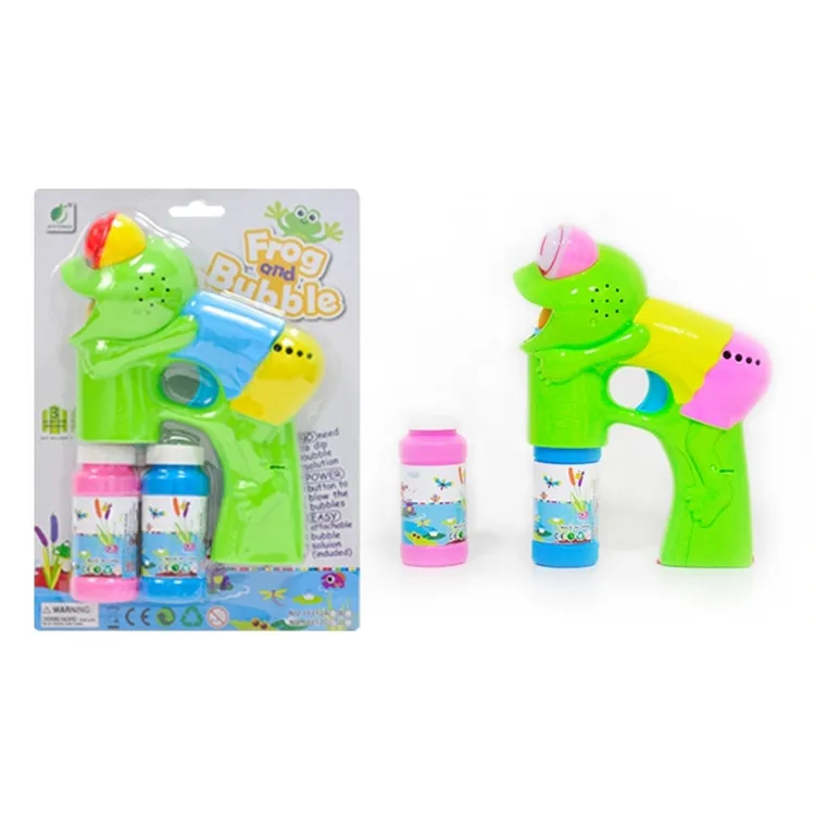 Solid Frog Bubble Plastic Automatic Water Squirt Gun With Three Lamps and Two Bottles