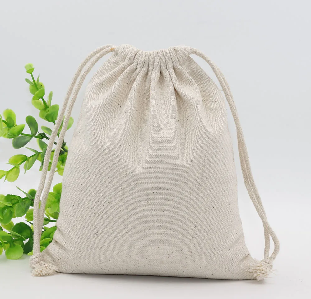Вместительные мешки для хранения из органического хлопка на шнурке, подарочная упаковка для свадебных конфет, многоразовый муслиновый мешочек большого размера