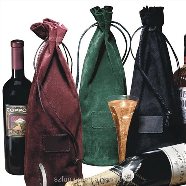 Wholesales promotional custom printed gifts drawstring wine gift bag wine holding