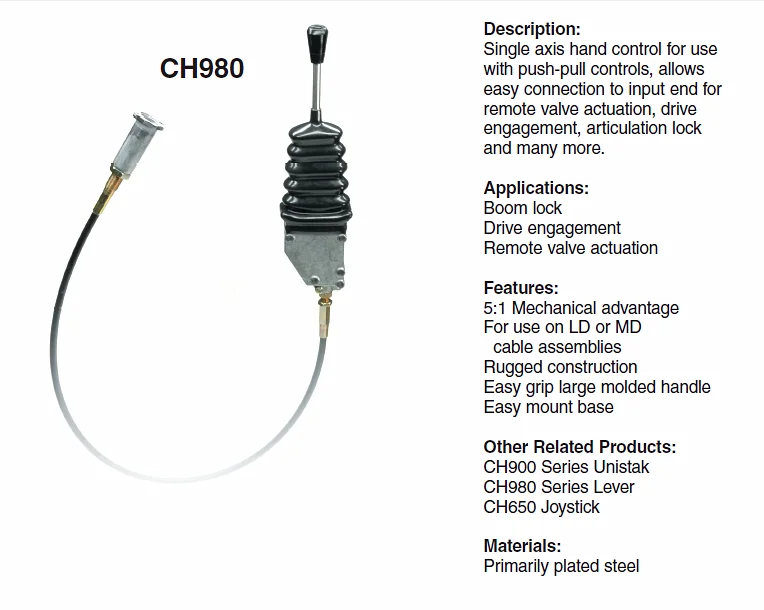 mixer truck push pull cable control lever