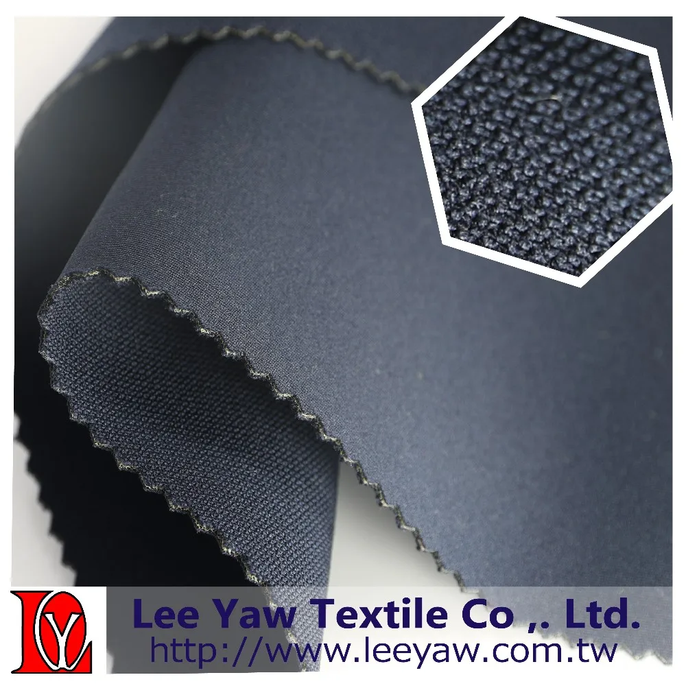 100% polyester pique stretchable + neoprene+ polyester H.gauge interlock fabric with stretchable