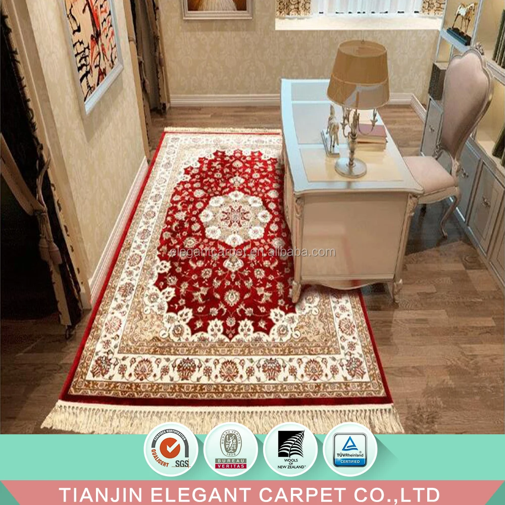 machine made jacquard persian pattern silk viscose carpet
