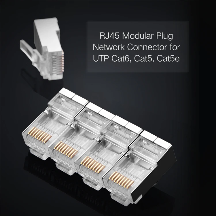
High Quality CAT6 RJ45 Connector For Stranded Solid network cable 8P8C Gold Plated RJ45 Plug with UTP 