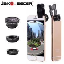 2016 Fish Eye Lens + Wide Angle + Macro mobile Phone Lens 3 in 1 Universal Smartphone Lens For Ip 6S plus 5S 4S xiaomi huawei