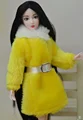 New Design 2015 White Yellow Plush Lint Coat Belt Winter Wear Dress Snowsuit Clothing Outfit Clothes