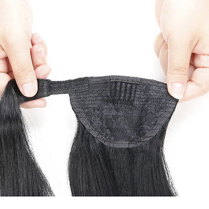 Натуральные Индийские Реми-волосы для наращивания конского хвоста, длинные волнистые человеческие волосы со шнурком, конский хвост, 140 г