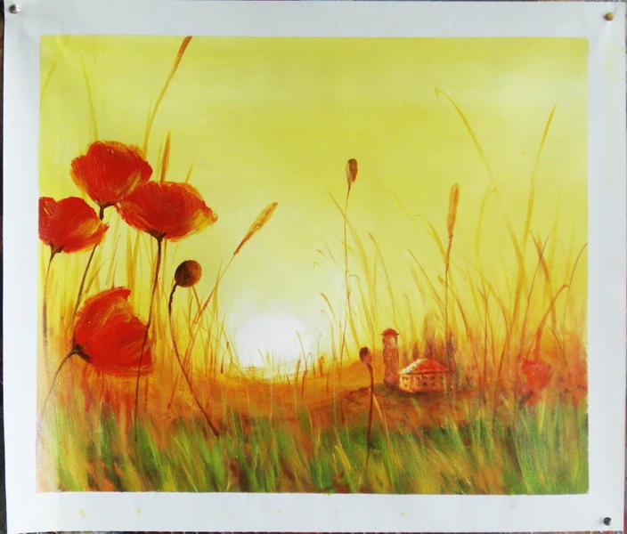 handmade home decor Artwork flower grass oil painting on canvas