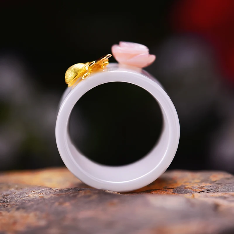Lotus Fun 925 Sterling Silver Bees kissing Roses Jewellery Silver Ring For Women Girl Jewelry Wholesale