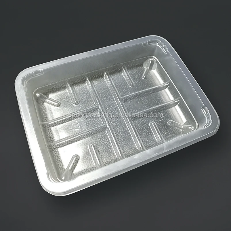 Supermarket PLA blister  Biodegradable Silver gold black white clear PLA /PP/PET/PS food packaging box plastic tray