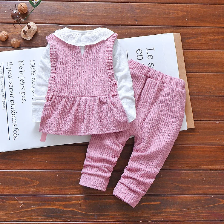 Hao Baby Autumn Girls Toddler Clothes Sets Three-Piece Set Infant  Korean Version Cotton Suit