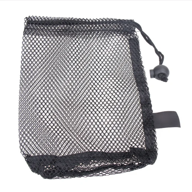 Black Nylon Mesh Nets Bag Pouch - Ideal for Outdoor Sports, Golf, Tennis, and Carrying Essentials