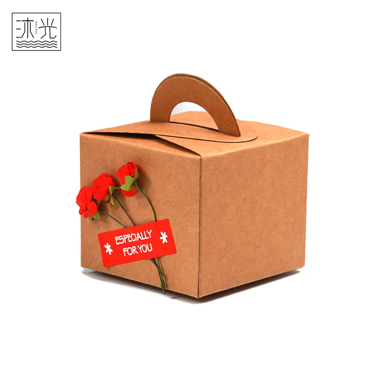 
Wholesale Flower Decorative Kraft Paper Christmas Gift Packaging Foldable Box With Handle 