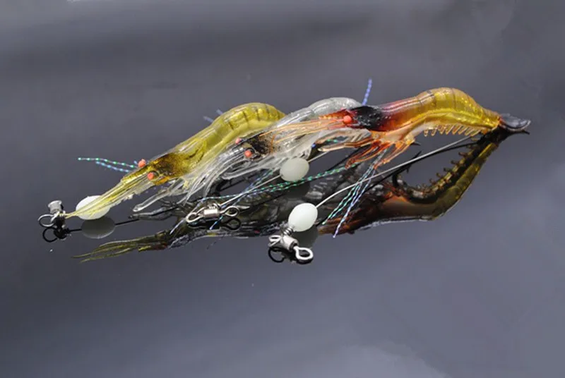 Hot selling!! 6g/9cm Luminous Shrimp Lure Soft Fishing Bait Isca Artificial Fish Lure Soft Baits