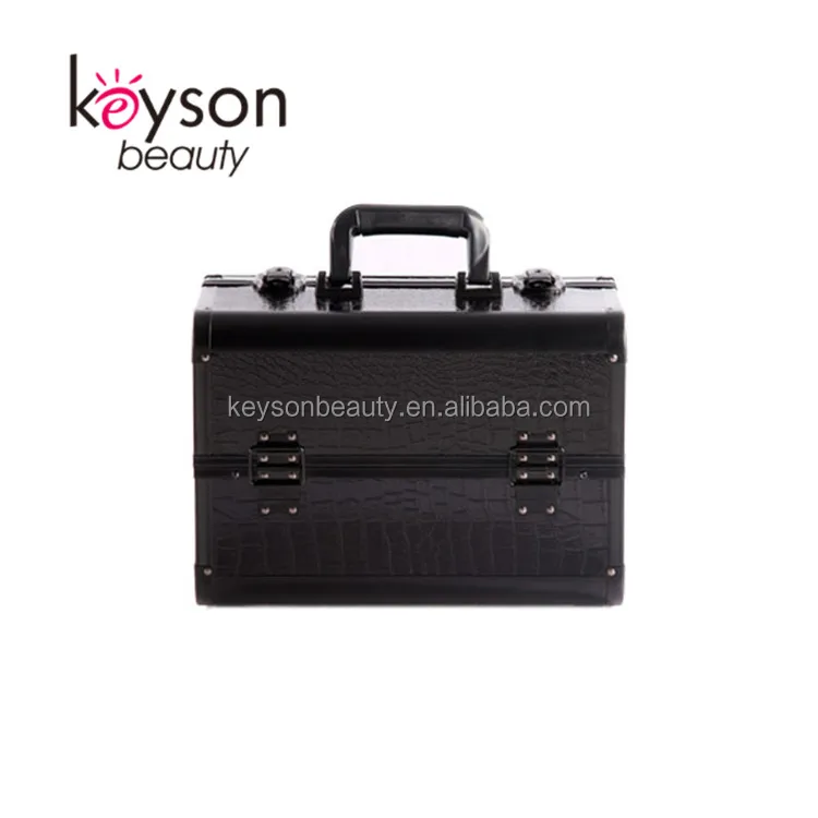 Keyson Beauty Aluminum  Cosmetic Box Hairdresser Tool Case with Trays Compartment for Travel