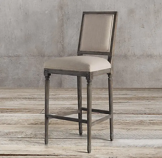 
wholesale Long legged solid wood antique bar stool with no arm dining chair armchair 