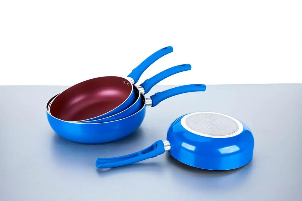 Wine Red Ceramic Coating Bakelite Soft Touch Handle Wok Pan Pressed Aluminum WOKS Aluminium Alloy 3003 Non-stick All-season