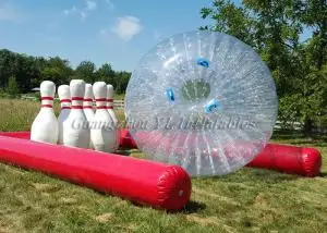 Outdoor funny games Jumbo inflatable bowling set/inflatable human zorb bowling pins exciting balls
