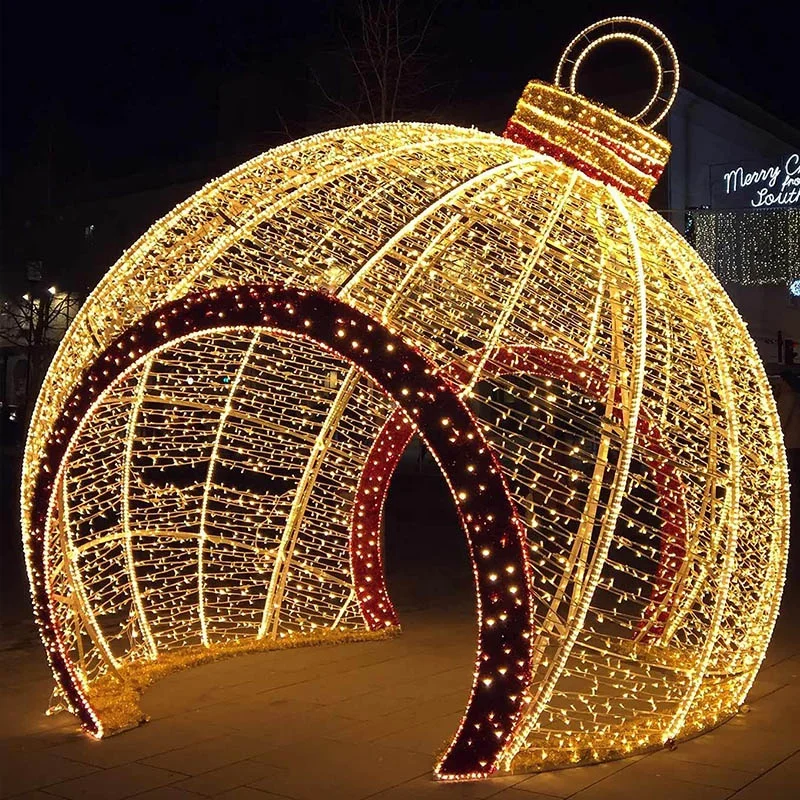 Large outdoor holiday lights commercial grade Christmas lights show giant outdoor lighted walk through Christmas ornament bauble