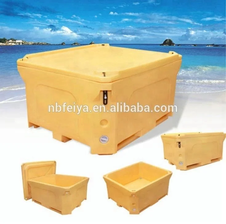 FEIYA Plastic rotomolded ice chest camping cooler box wheeled custom roto molded cooler with cup holder