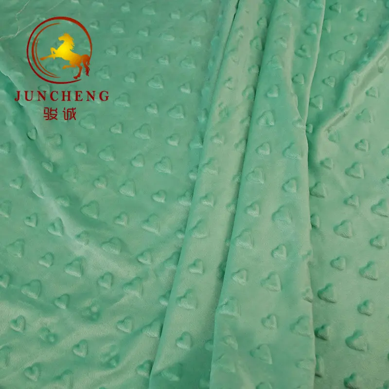 Hot and popular knit soft velvet minky heart shape blanket fabric for baby using