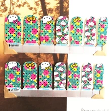 Pink green flower cat child Nail Arts Nail Sticker Waterproof Nail Decal Sticker Gel Polish French