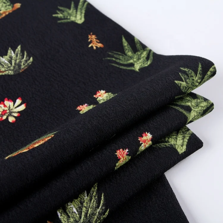 Latest design viscose rayon black italian crepe fabric printing custom for trousers