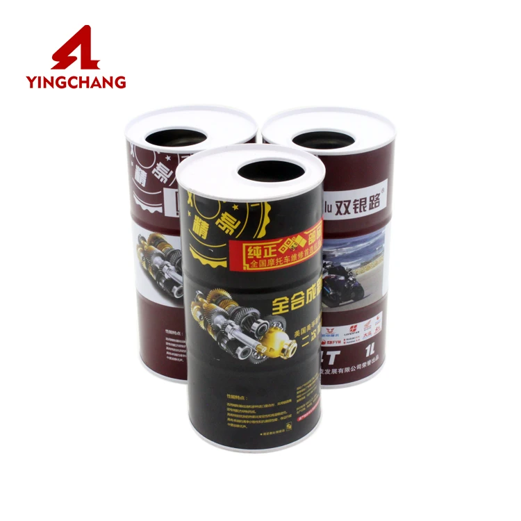 1 л круглые металлические оловянные банки с пластиковой крышкой для масляного бака двигателя