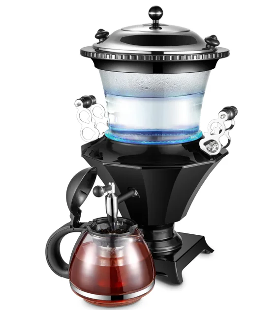 Electric Glass Russian Samovar with LED indicator and teapot