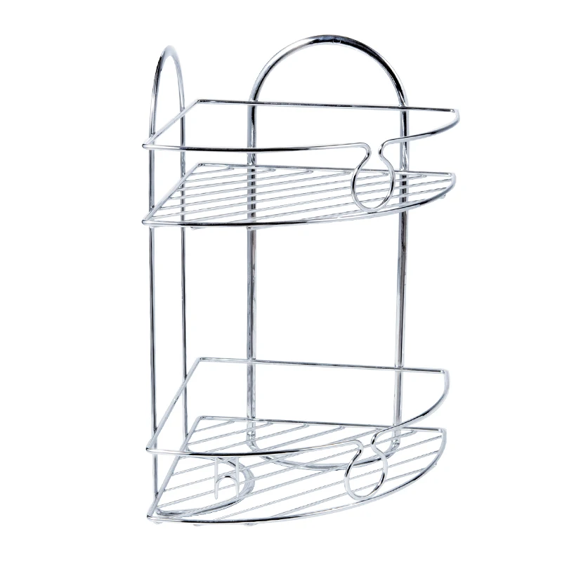 Bathroom Dual Tier Shelf Shower Shampoo Soap Cosmetic Iron CornorShelves Bathroom Accessories Storage Organizer Rack Holder