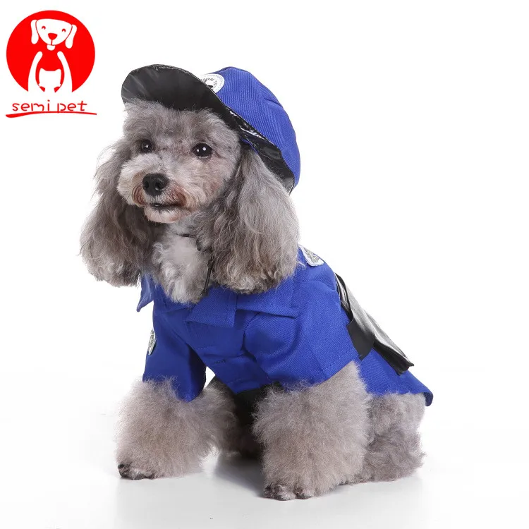 Pet Dog Cat Costumes Cool Police Uniform Coat Halloween Cosplay Clothes For Puppy Dogs Theme Party Dressing Up
