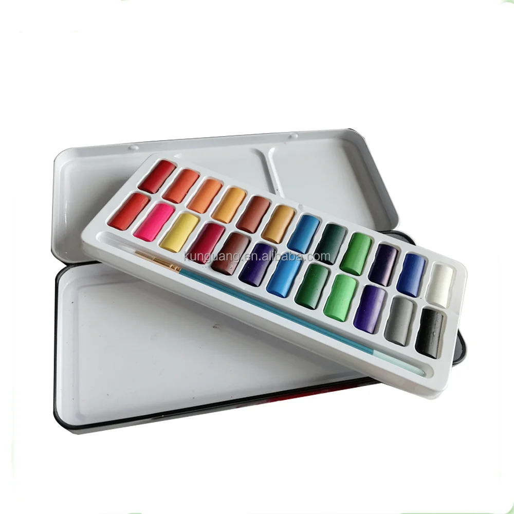 Оптовая продажа, набор акварельных красок с кисточкой для воды, 24 цвета