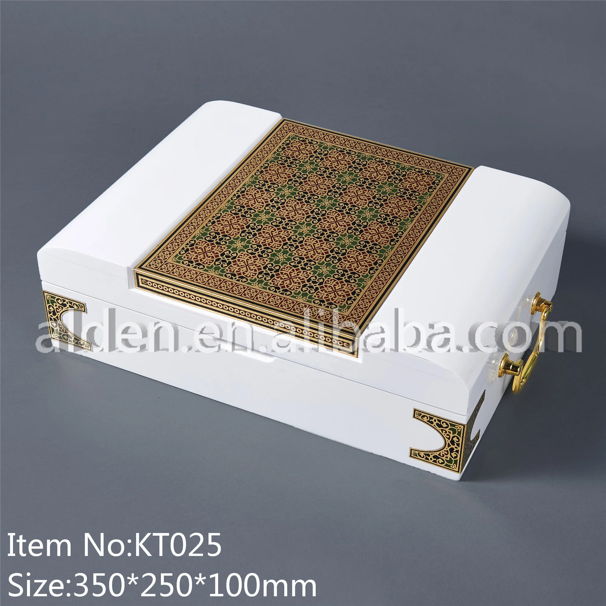Luxury white glossy lacquer Finish Wooden Double Perfume Bottle Incense Box with brown color velvet