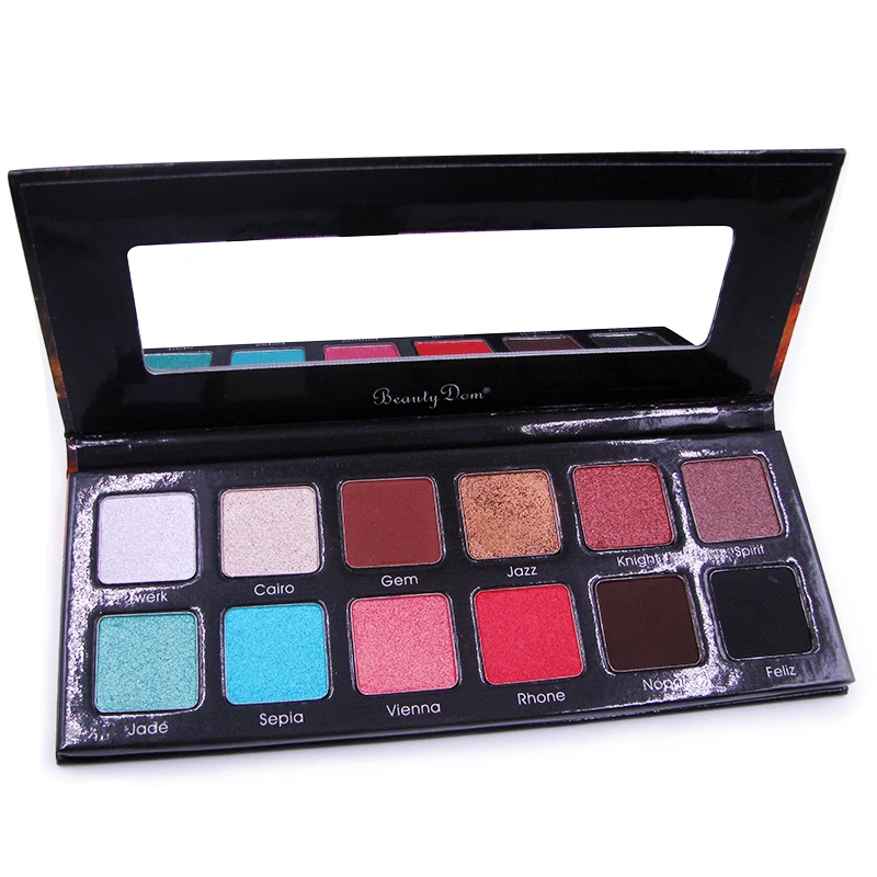OEM 12 Colours Professional Cosmetics Waterproof Glitter Makeup Eyeshadow Palette with Private Label