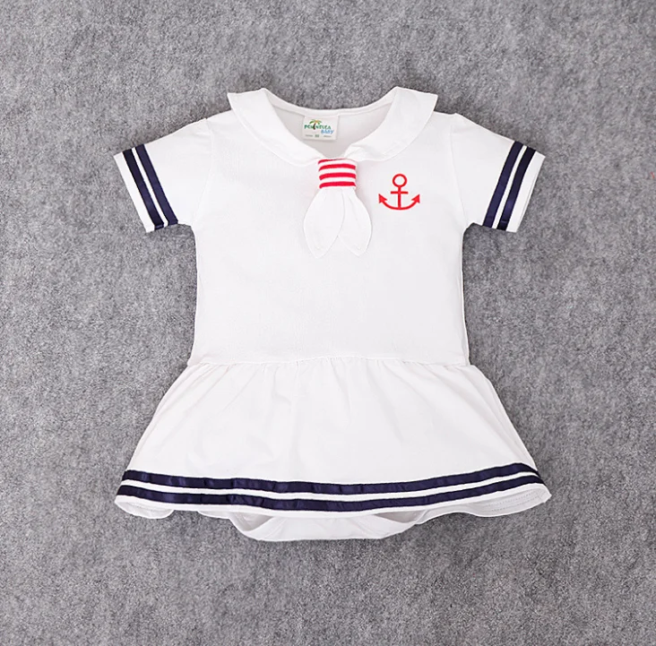 Summer short sleeve clothes Newborn Baby Sailor Romper Navy Suit Grow Outfit