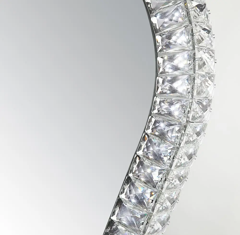 Egg Shape Wall Mounted Crystal LED Vanity Mirror for Home Deco & Make-up