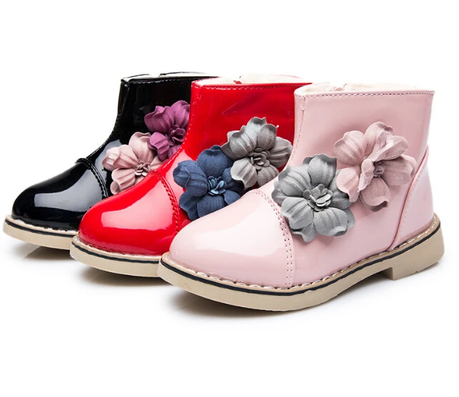 Новинка, модные детские сапоги из искусственной кожи с цветами, детские сапоги принцессы для девочек
