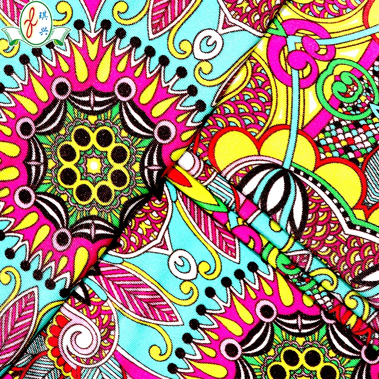 Shiny Microfiber Nylon Lycra 4 Way Stretch Retro African Printed Bikini Fabric