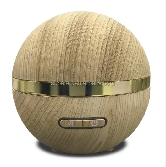 
200ml Wooden Grain Ultrasonic Mini Round Ball Metal Stainless steel Circle Around New Air Essential oil Diffuser Unique Design 