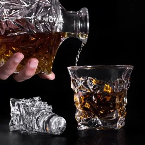 
Diamond Cut Whiskey Glasses Ice Shape Crystal Glass Bourbon Glassware Glass Cup 