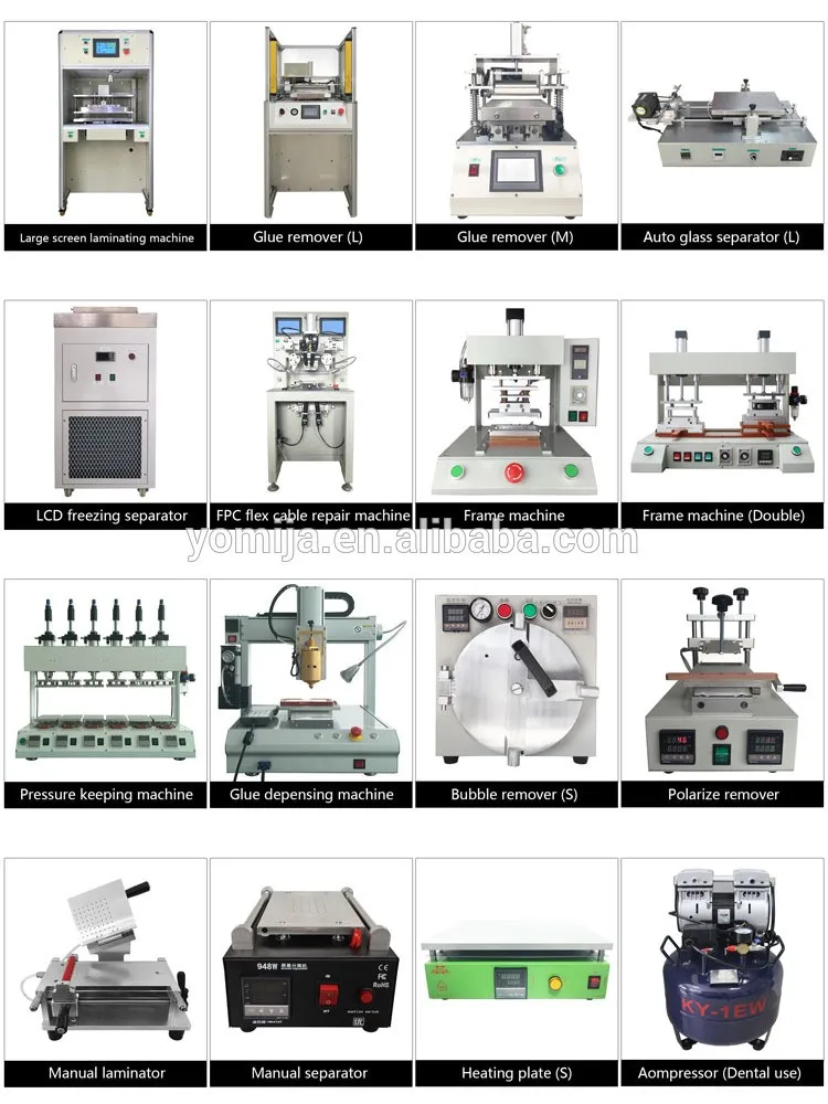 YMJ Full set LCD Screen Repair Refurbished Kit Separator +Vacuum Laminator + Film Laminating Machine+ OCA Bubble Remover
