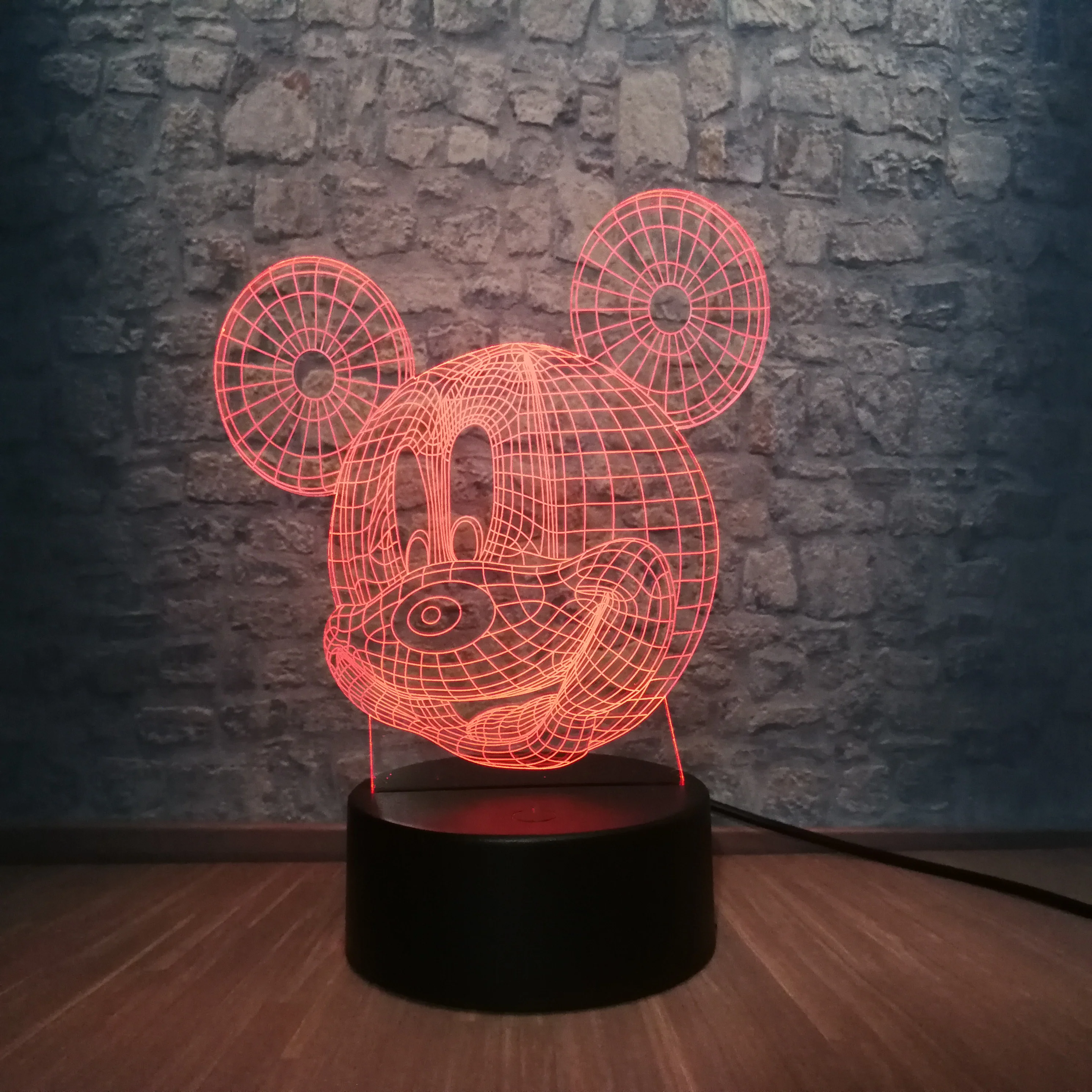 New 2022 Cartoon Kawaii Mickey Mouse 3D LED Night Light Multicolor Illusion Atmosphere Home Decorative Holiday Gift Luminaria